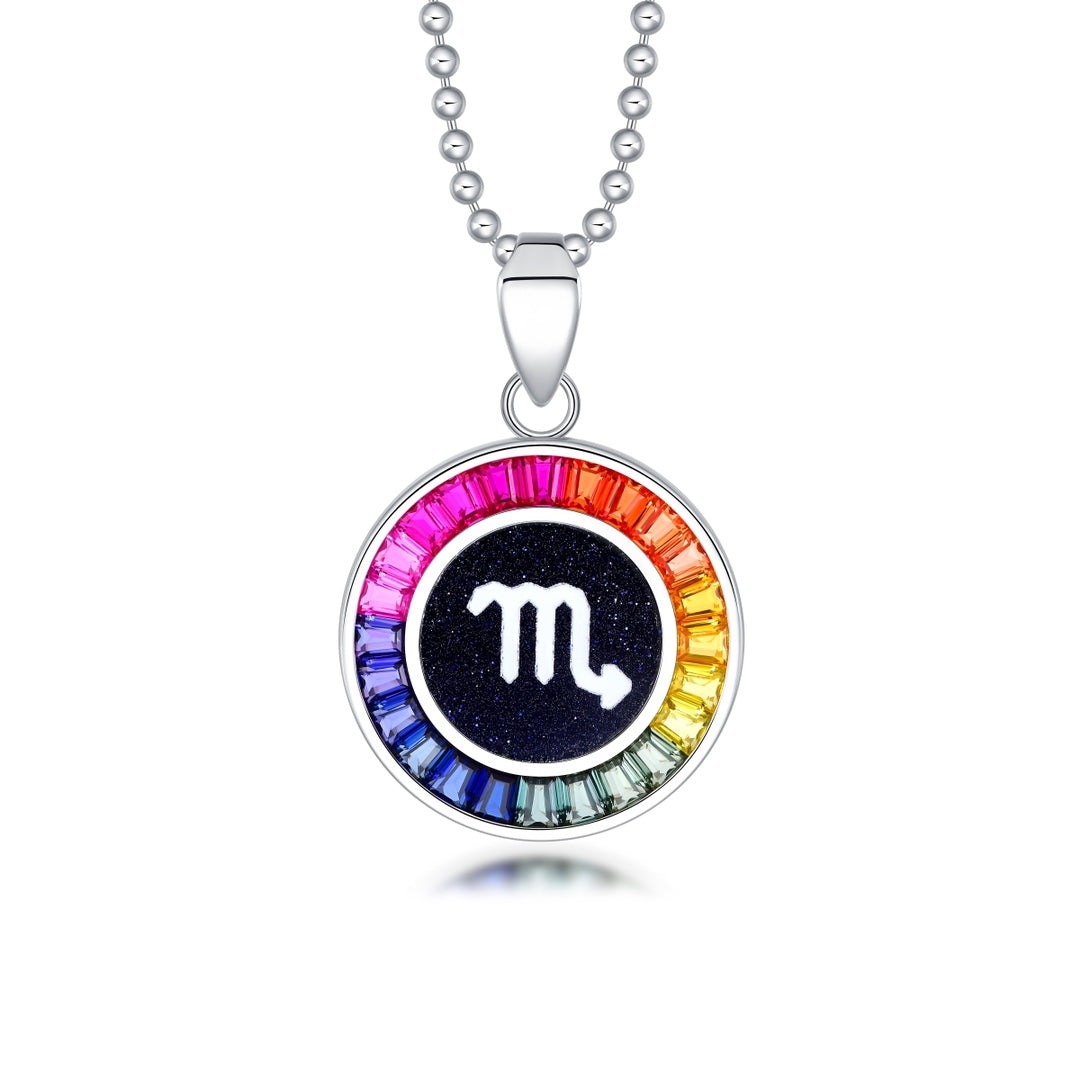 Constellation Series S925 Silver Cultivation Color Blue Treasure Necklace A
