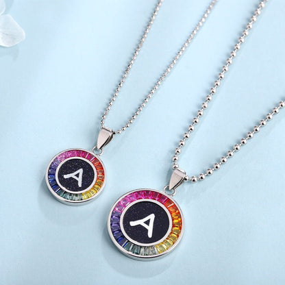 English Alphabet Series s925 Silver Cultivation Color Blue Treasure Necklace A