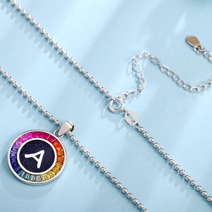 English Alphabet Series s925 Silver Cultivation Color Blue Treasure Necklace A