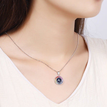 English Alphabet Series s925 Silver Cultivation Color Blue Treasure Necklace A