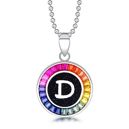 English Alphabet Series s925 Silver Cultivation Color Blue Treasure Necklace A