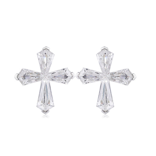 9K Gold Imitation Diamond Earrings A