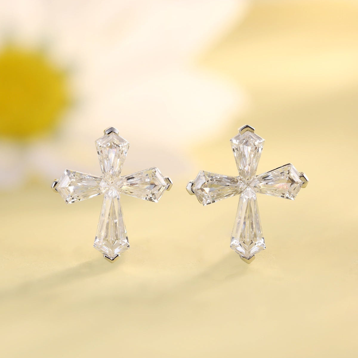 9K Gold Imitation Diamond Earrings A