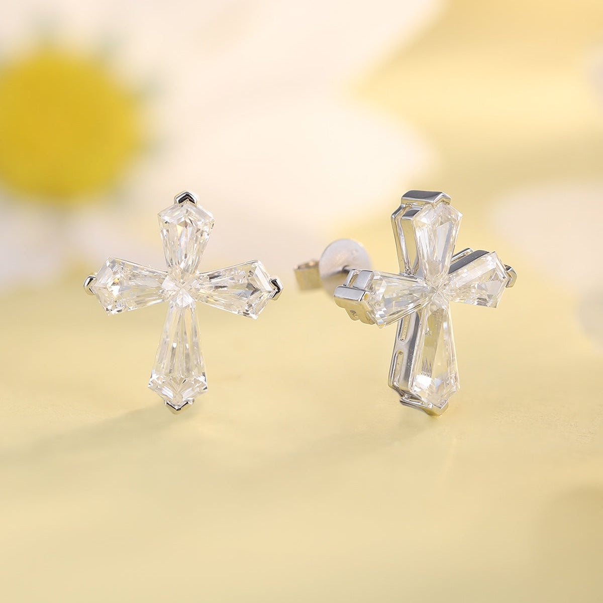 9K Gold Imitation Diamond Earrings A