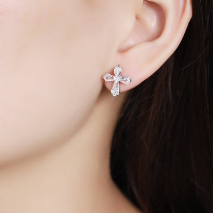 9K Gold Imitation Diamond Earrings A