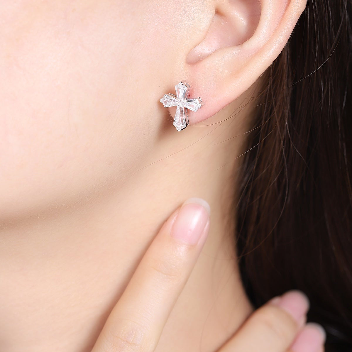 9K Gold Imitation Diamond Earrings A