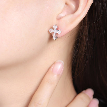 9K Gold Imitation Diamond Earrings A