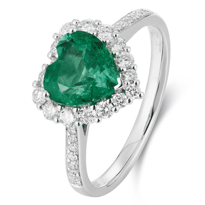 PT950 1.26ct Heart-shaped Lab Grown Emerald Ring