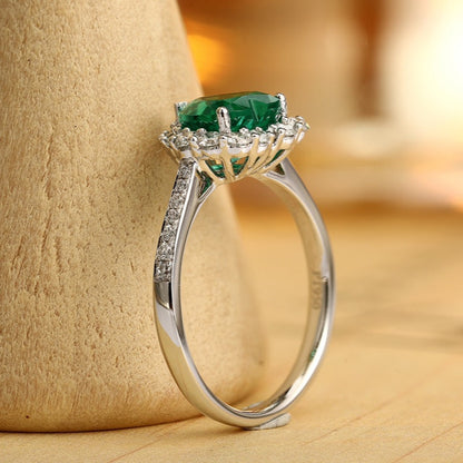PT950 1.26ct Heart-shaped Lab Grown Emerald Ring