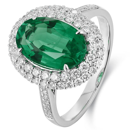 PT950 2.37ct Oval Shape Lab Grown Emerald Ring
