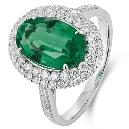 PT950 2.37ct Oval Shape Lab Grown Emerald Ring