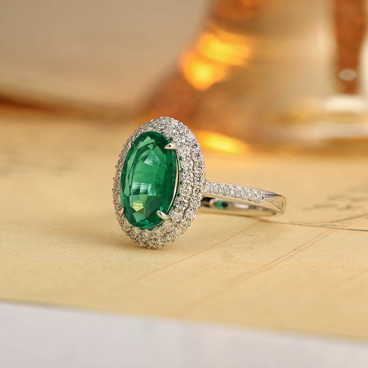 PT950 2.37ct Oval Shape Lab Grown Emerald Ring
