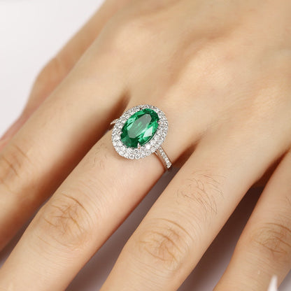 PT950 2.37ct Oval Shape Lab Grown Emerald Ring