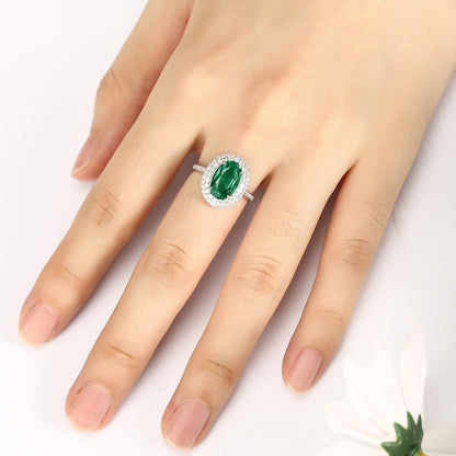 PT950 2.37ct Oval Shape Lab Grown Emerald Ring