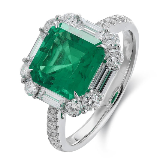 PT950 2.62ct ASSCHER Cut Lab Grown Emerald ring