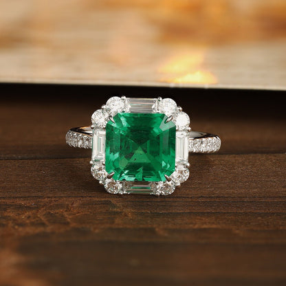 PT950 2.62ct ASSCHER Cut Lab Grown Emerald ring