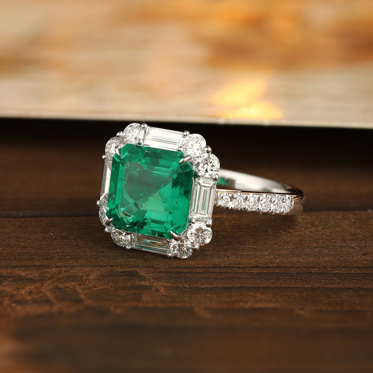 PT950 2.62ct ASSCHER Cut Lab Grown Emerald ring