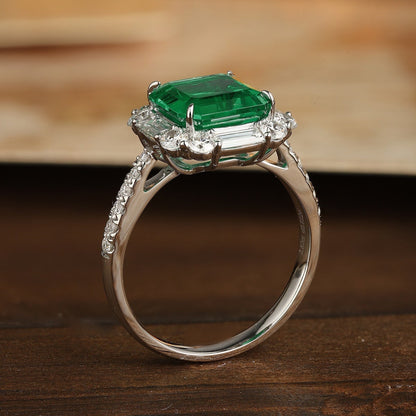 PT950 2.62ct ASSCHER Cut Lab Grown Emerald ring
