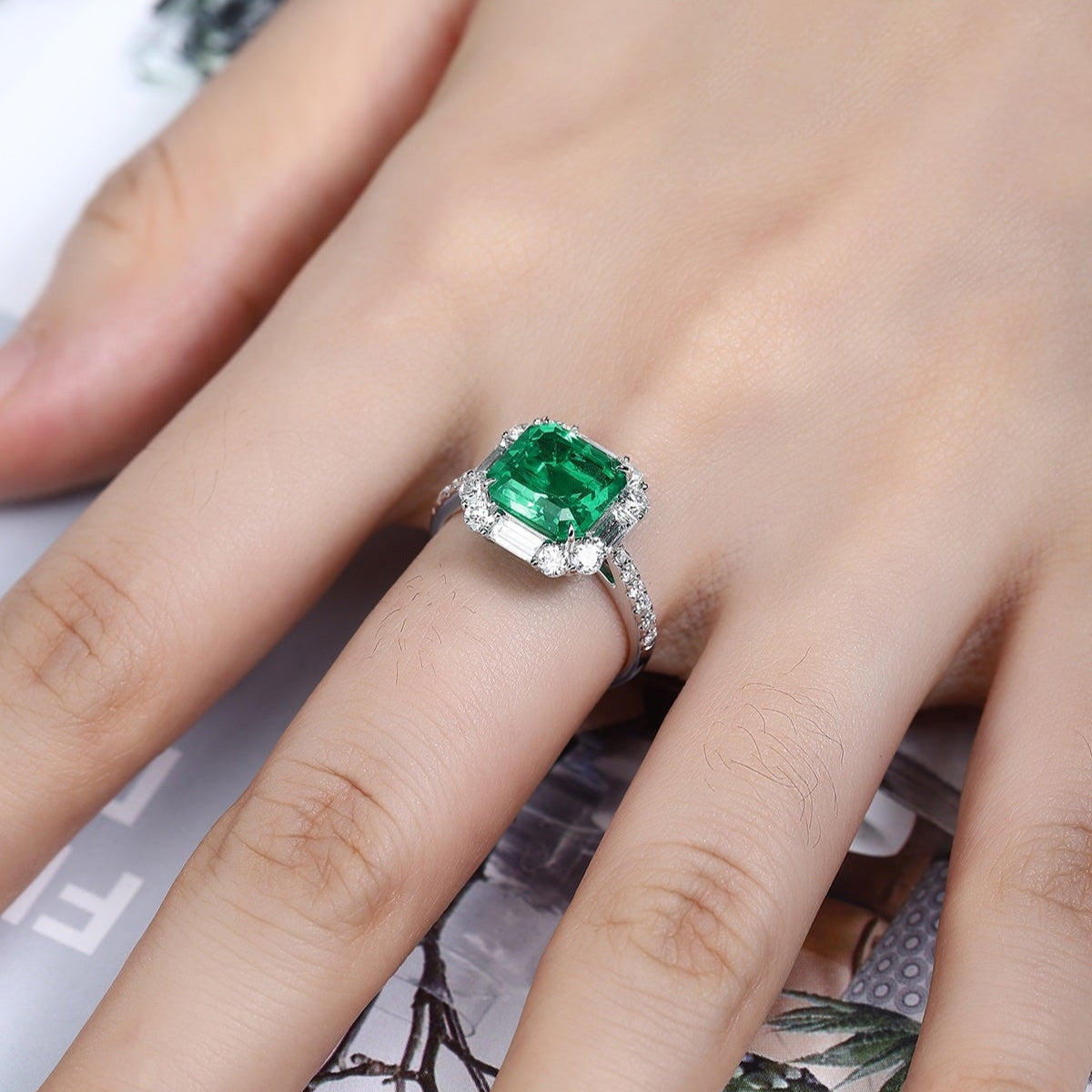 PT950 2.62ct ASSCHER Cut Lab Grown Emerald ring