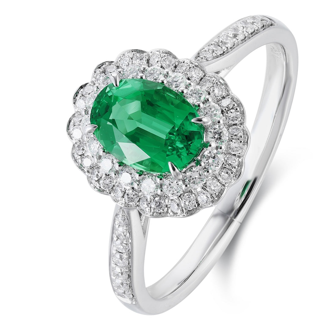PT950 0.83ct Oval Shape Lab Grown Emerald Ring