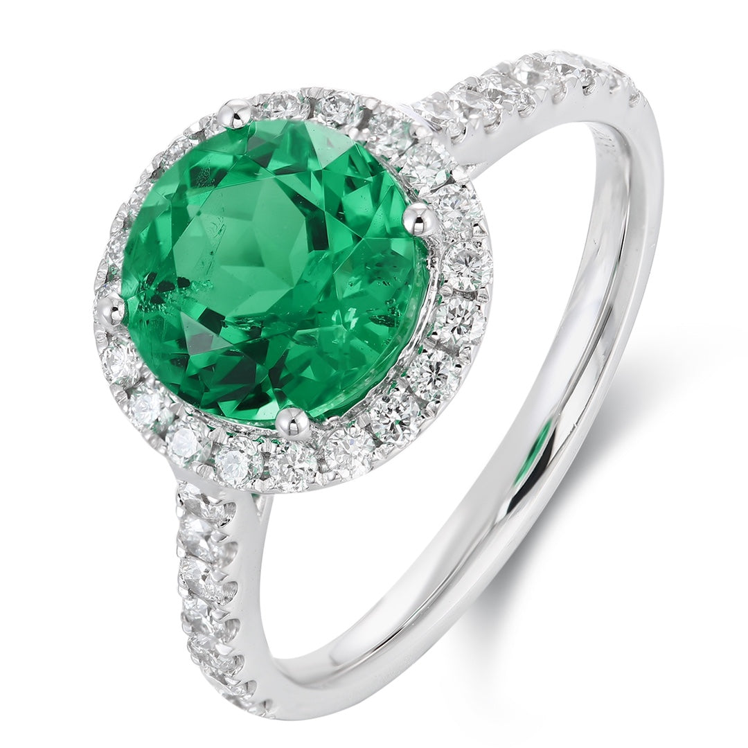 PT950 1.99ct Round Lab Grown Emerald Ring