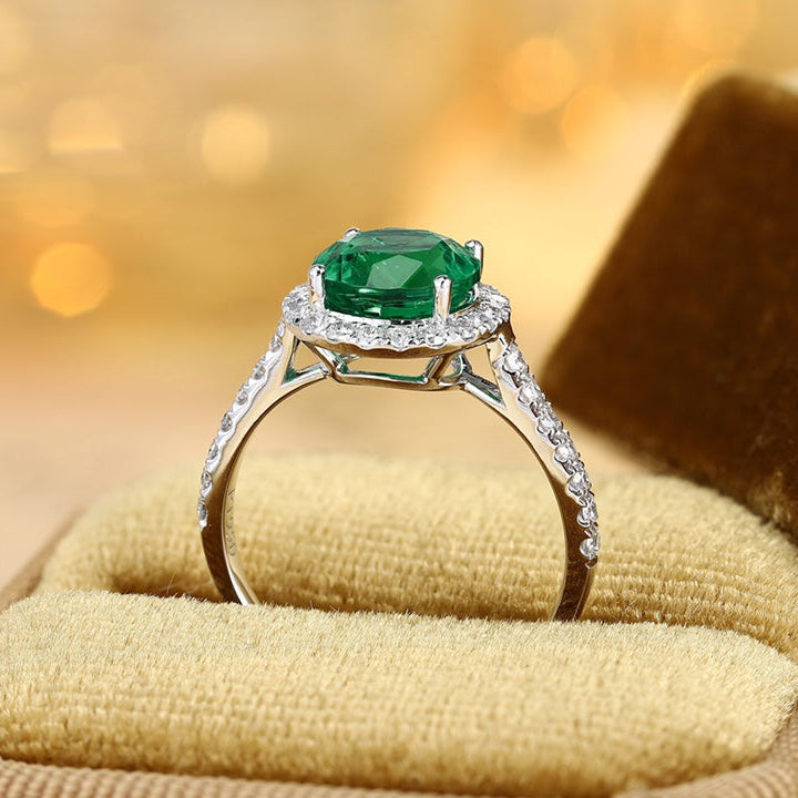 PT950 1.99ct Round Lab Grown Emerald Ring