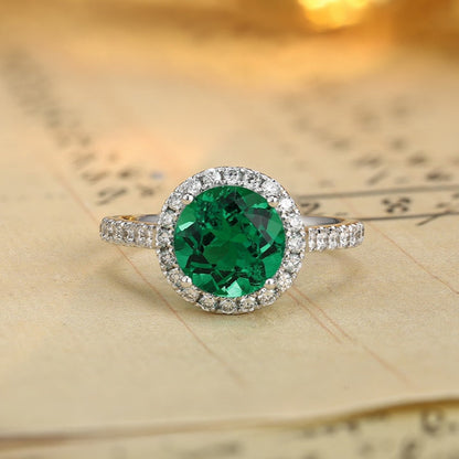 PT950 1.99ct Round Lab Grown Emerald Ring