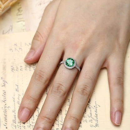 PT950 1.99ct Round Lab Grown Emerald Ring