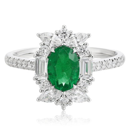 PT950 0.73ct Oval Shape Lab Grown Emerald Ring