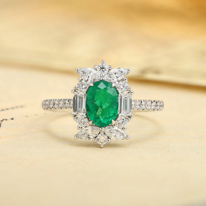 PT950 0.73ct Oval Shape Lab Grown Emerald Ring