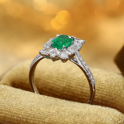 PT950 0.73ct Oval Shape Lab Grown Emerald Ring