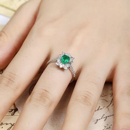PT950 0.73ct Oval Shape Lab Grown Emerald Ring