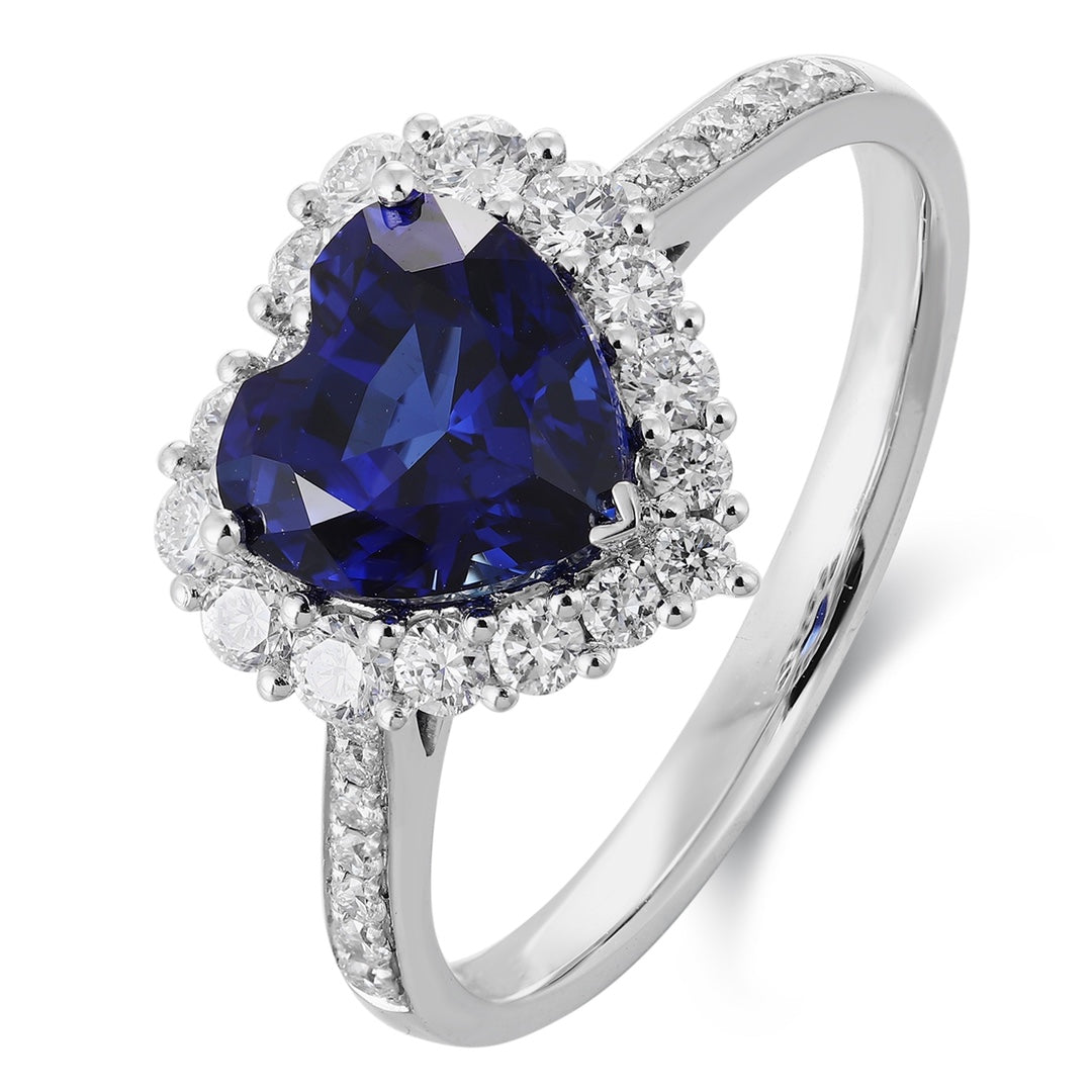 PT950 1.26ct Heart Shape Lab Grown Blue Treasure Ring