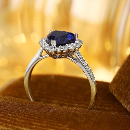 PT950 1.26ct Heart Shape Lab Grown Blue Treasure Ring