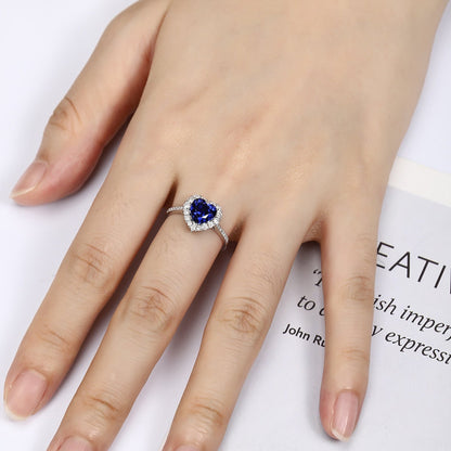 PT950 1.26ct Heart Shape Lab Grown Blue Treasure Ring
