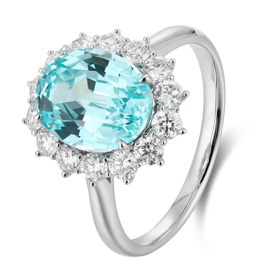 PT950 5.18ct Oval Shape Lab Grown Paraiba Ring