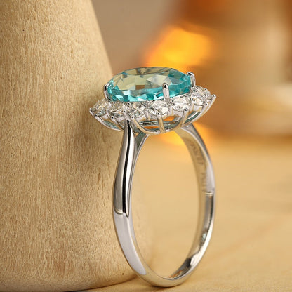 PT950 5.18ct Oval Shape Lab Grown Paraiba Ring