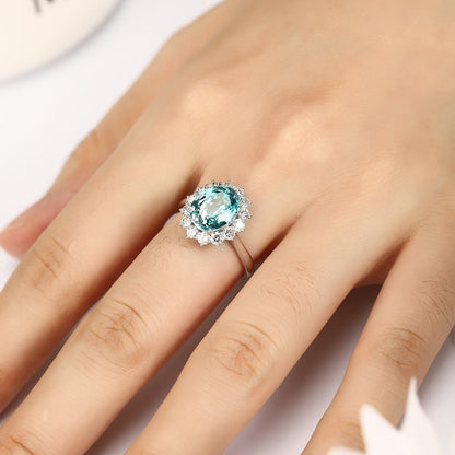 PT950 5.18ct Oval Shape Lab Grown Paraiba Ring