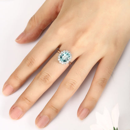 PT950 5.18ct Oval Shape Lab Grown Paraiba Ring