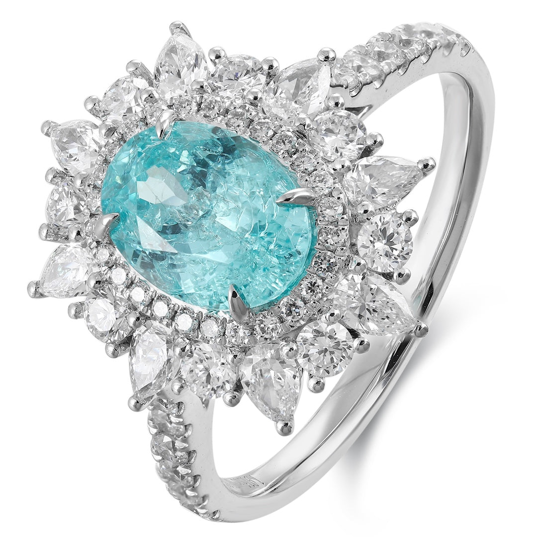PT950 1.77ct Oval Shape Lab Grown Paraiba Ring