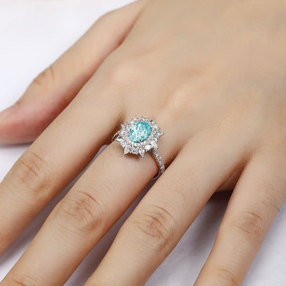 PT950 1.77ct Oval Shape Lab Grown Paraiba Ring