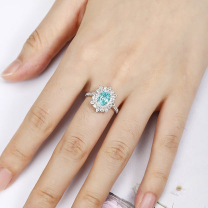 PT950 1.77ct Oval Shape Lab Grown Paraiba Ring