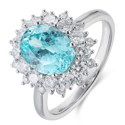 PT950 3.22ct Oval Shape Lab Grown Paraiba Ring