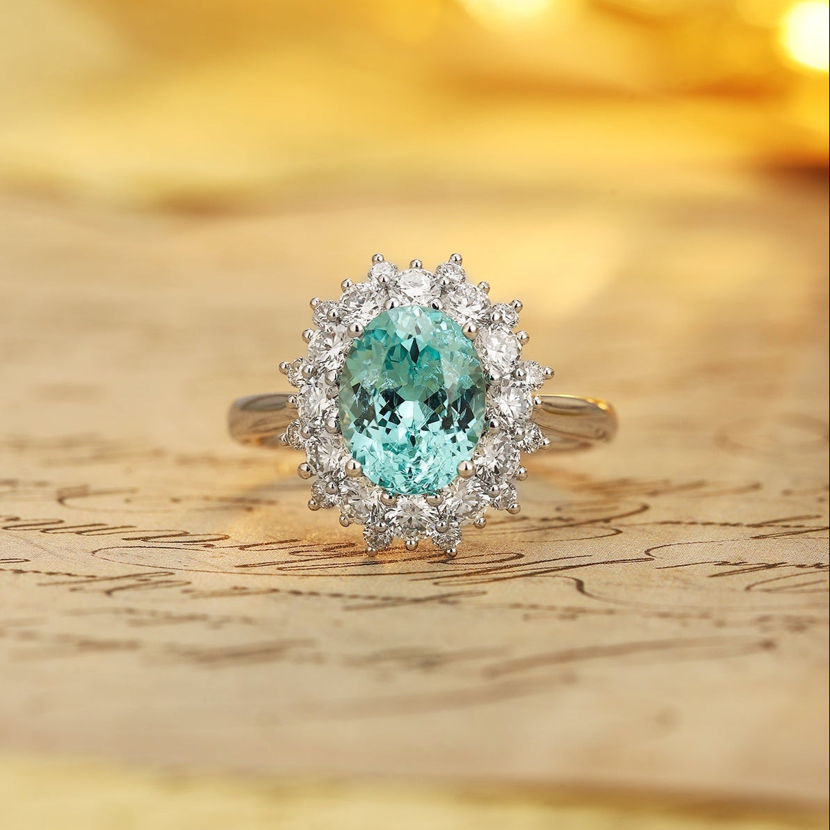 PT950 3.22ct Oval Shape Lab Grown Paraiba Ring
