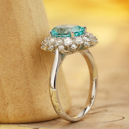 PT950 3.22ct Oval Shape Lab Grown Paraiba Ring