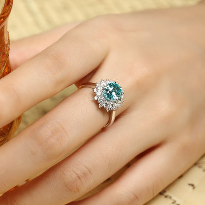 PT950 3.22ct Oval Shape Lab Grown Paraiba Ring