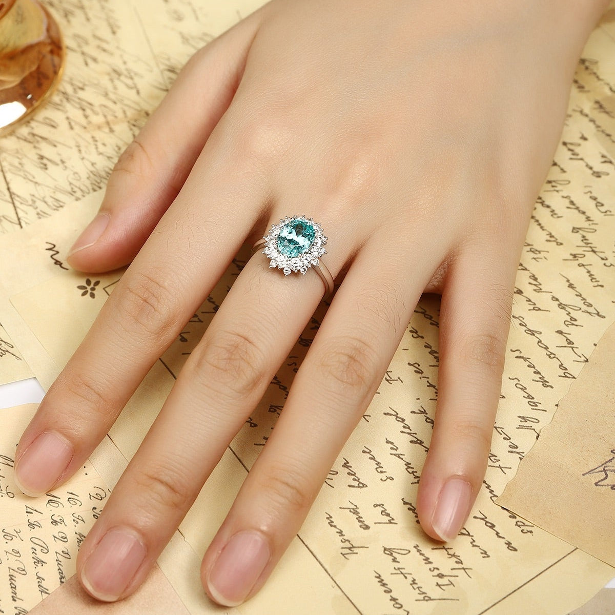 PT950 3.22ct Oval Shape Lab Grown Paraiba Ring