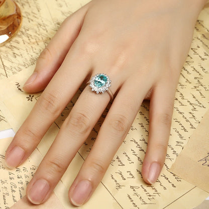 PT950 3.22ct Oval Shape Lab Grown Paraiba Ring