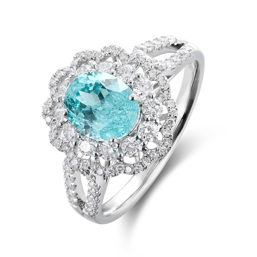 PT950 2.25ct Oval Shape Lab Grown Paraiba Ring