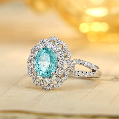 PT950 2.25ct Oval Shape Lab Grown Paraiba Ring